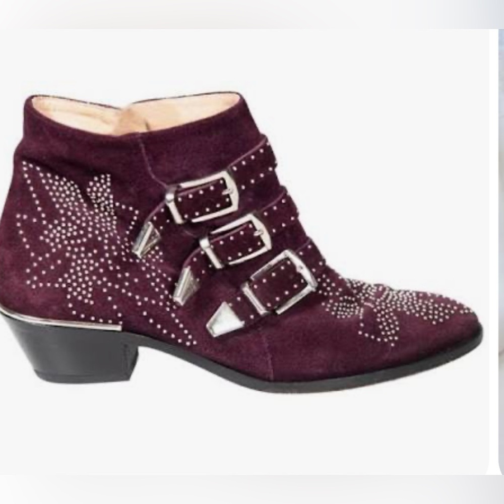 Chloe Purple Ankle Boots with Silver Accents